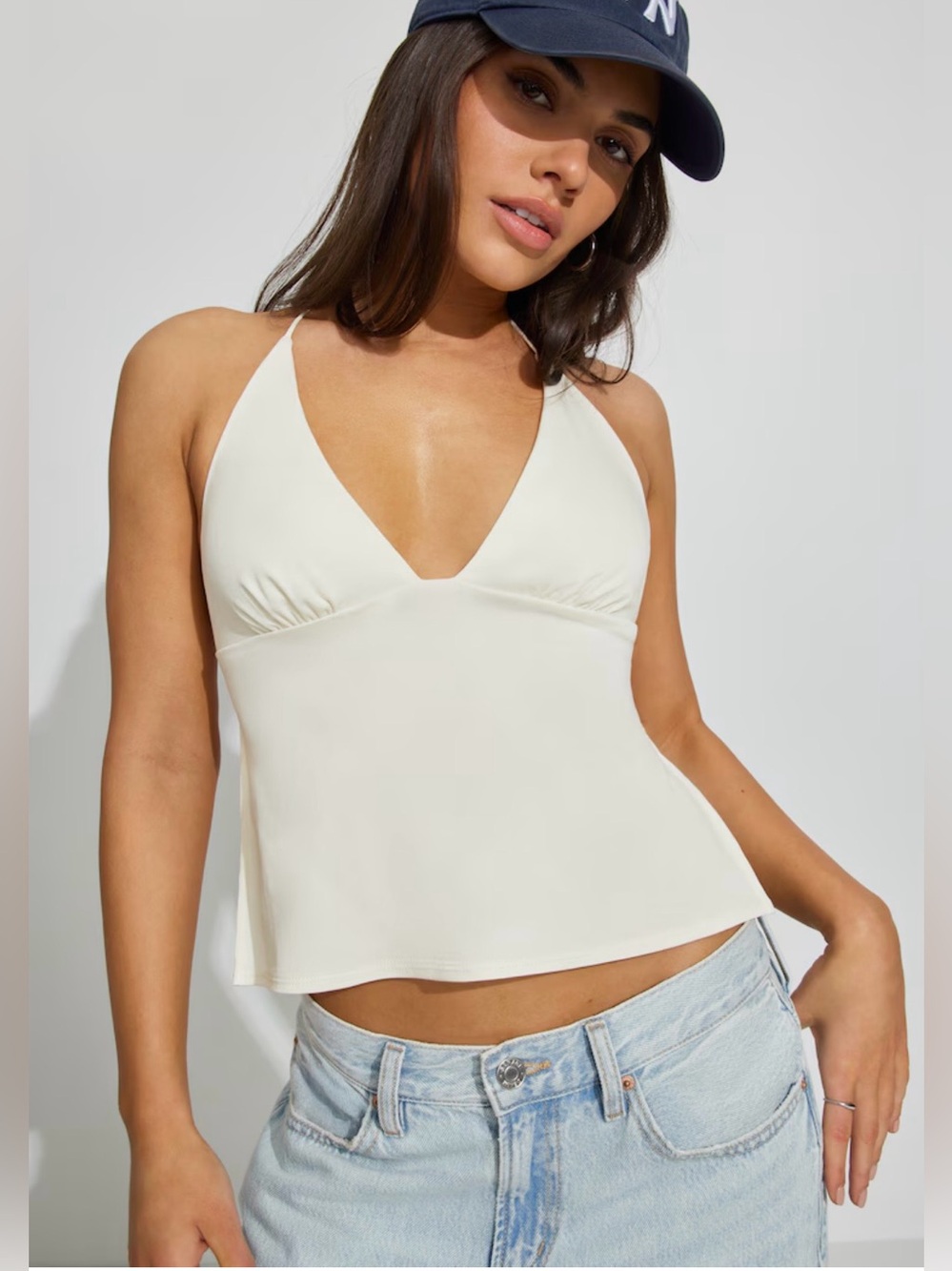 White/Ivory Tie Back Apron Top